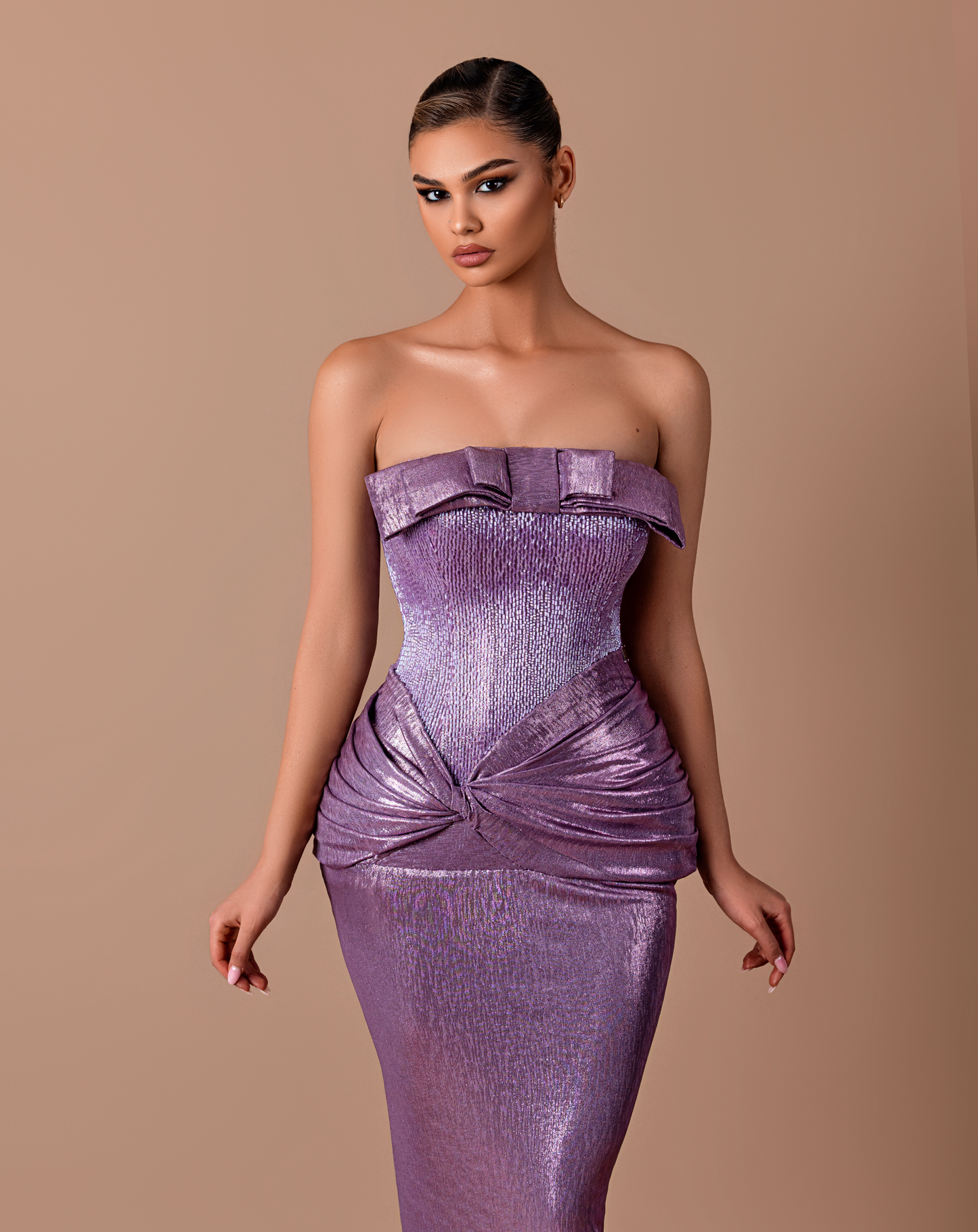 Dusk - Strapless dress with bow detail