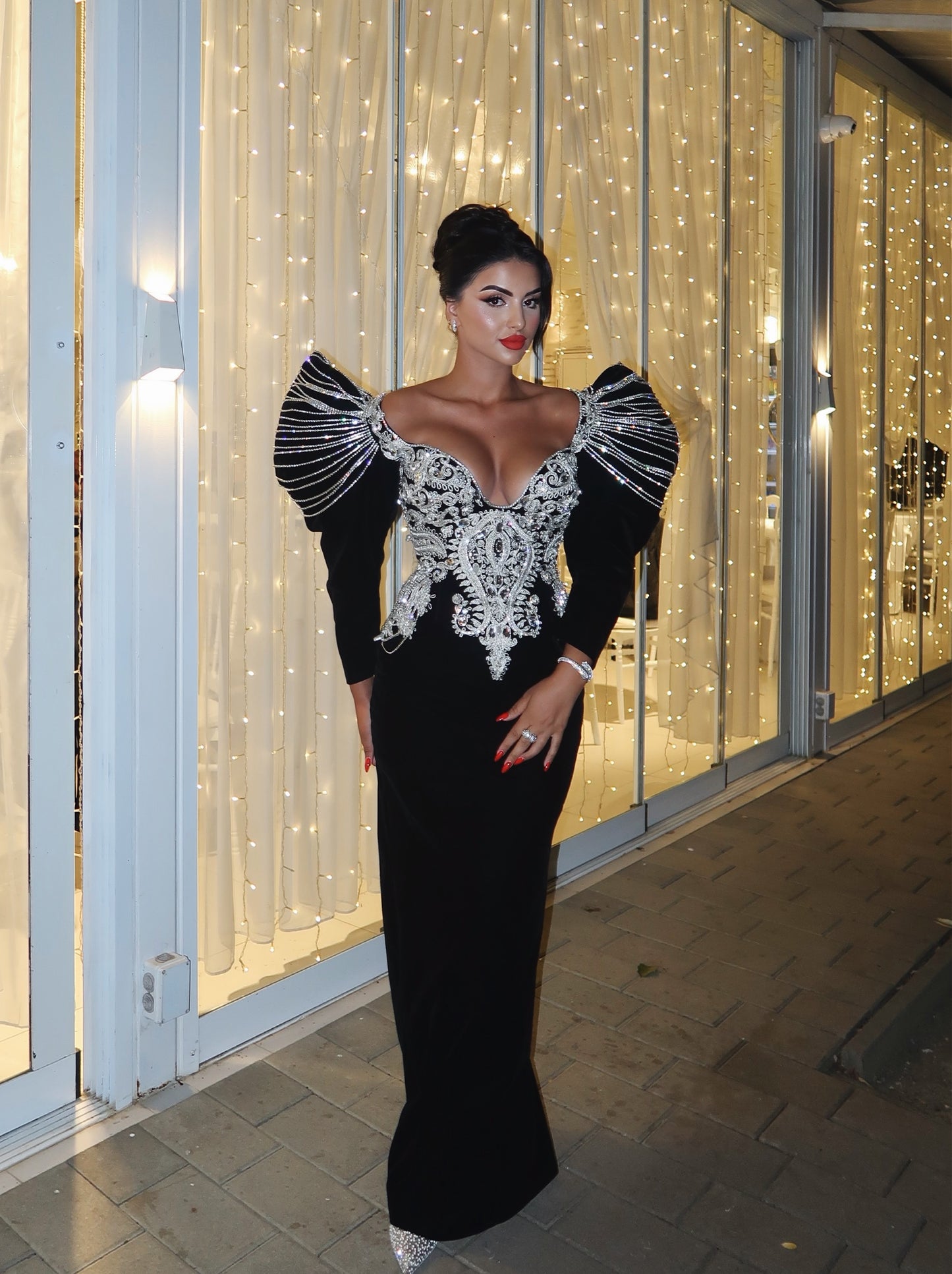 Aurèa - Black Velvet Beaded Dress