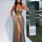 Isavelle - Plunging Sequin Dress with High Slit