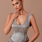 Novany - One shoulder crystal embellished dress