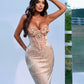Serelina - Champagne Gold Strapless Sequin Dress