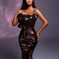 Renelle - straight neckline dress with metallic buckles