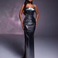 Renelle - straight neckline dress with metallic buckles