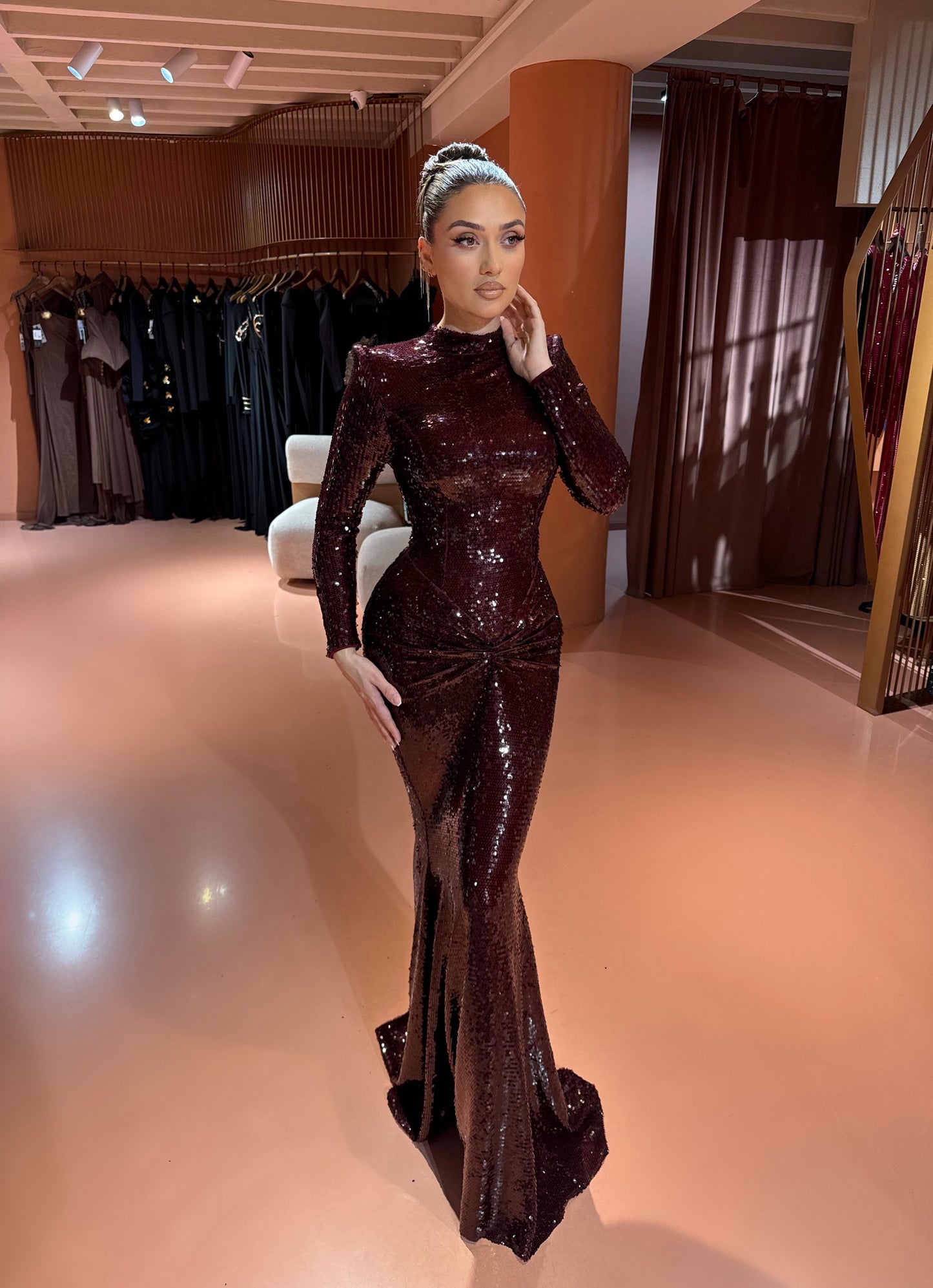 Adára - Long Sleeve Sequin Dress