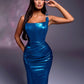 Renelle - straight neckline dress with metallic buckles