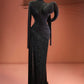 Arika - Feathered Sequin High-Neck Gown