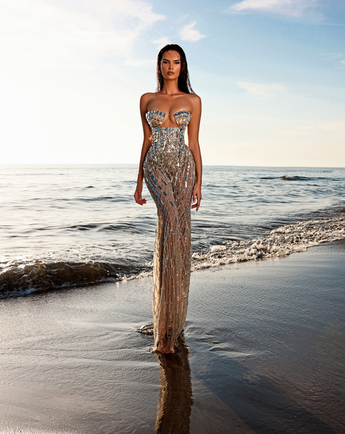 Kamaya - Strapless Jumpsuit with Detachable Oversized Sleeves