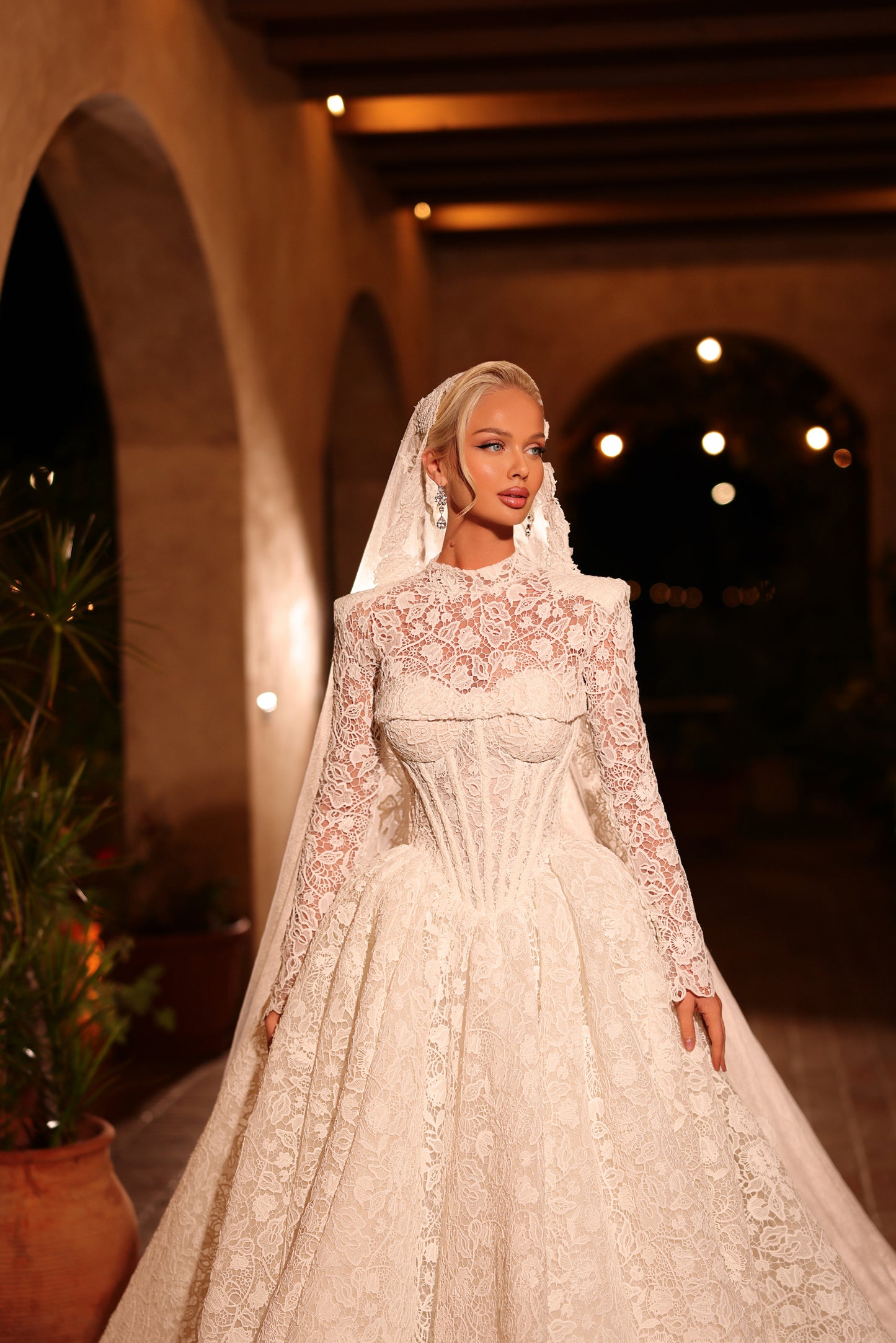 Esmerèe - High Neck Lace Bridal Dress