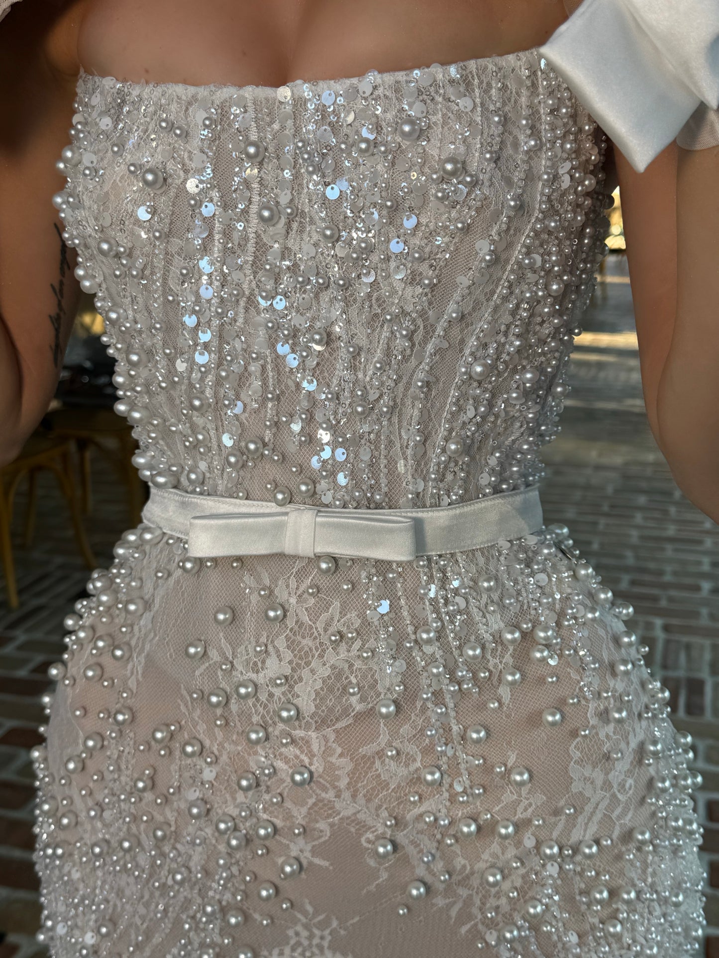 Bow Gloves & Matching Bridal Belt Set