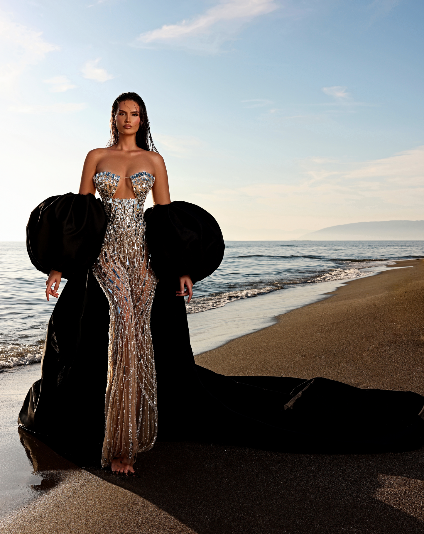 Kamaya - Strapless Jumpsuit with Detachable Oversized Sleeves