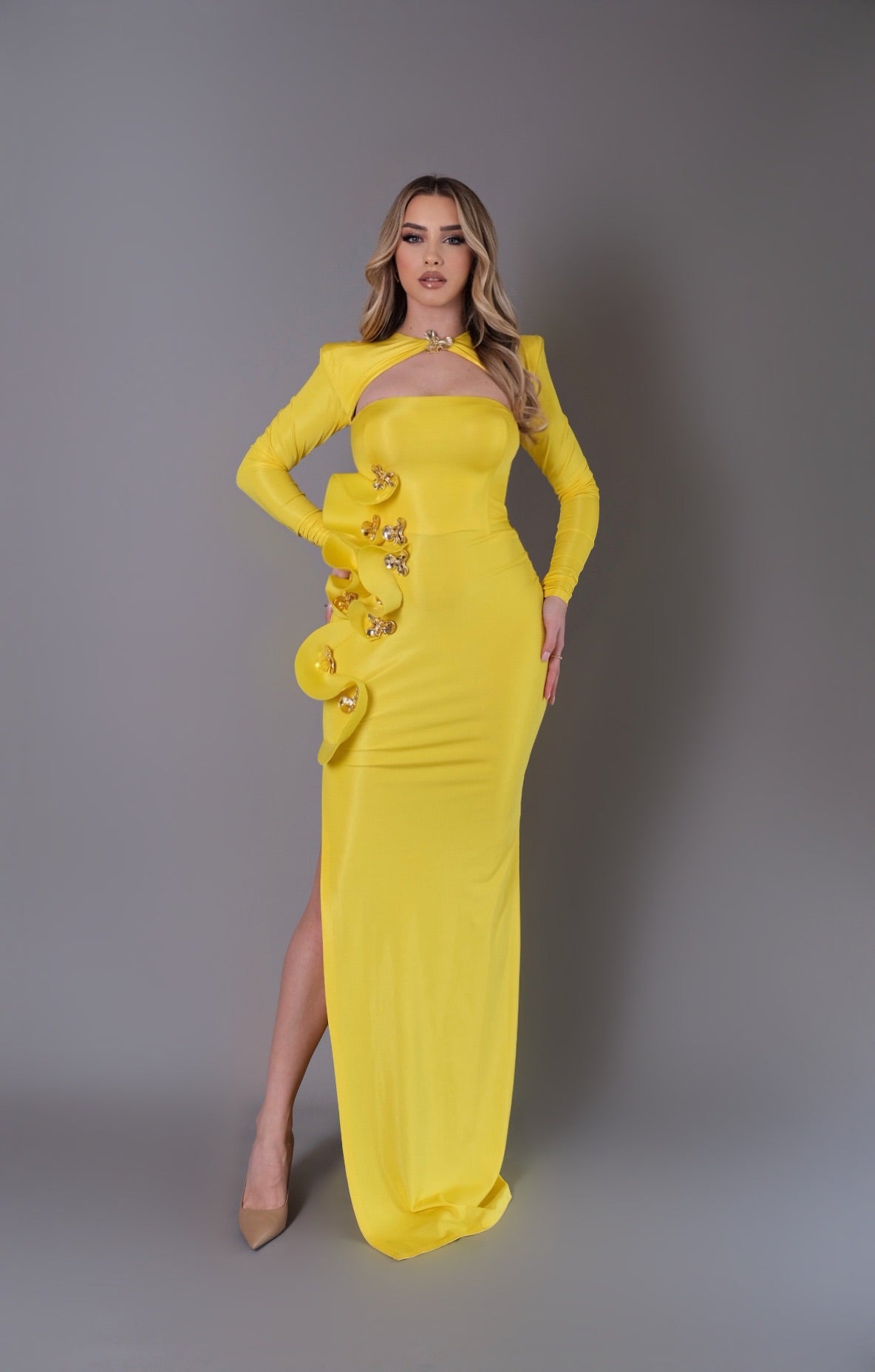 Amaterasu - High Neck dress with gold embellishments