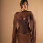 Lenaya - Corset Cape Evening Dress