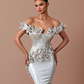 Ashen - Off shoulder dress with floral embroidery