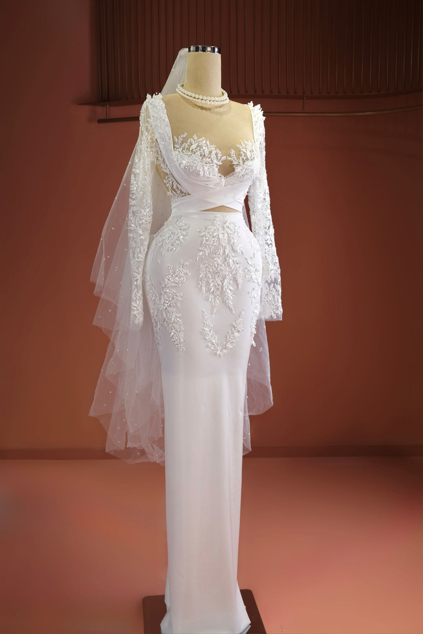 Dèa - Sweetheart Embellished Dress with Beaded Veil