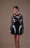 Aloura - Black Mini Dress with Silver Embellishment