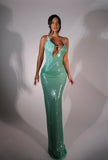 Florina - Mint Sequin Plunge Dress