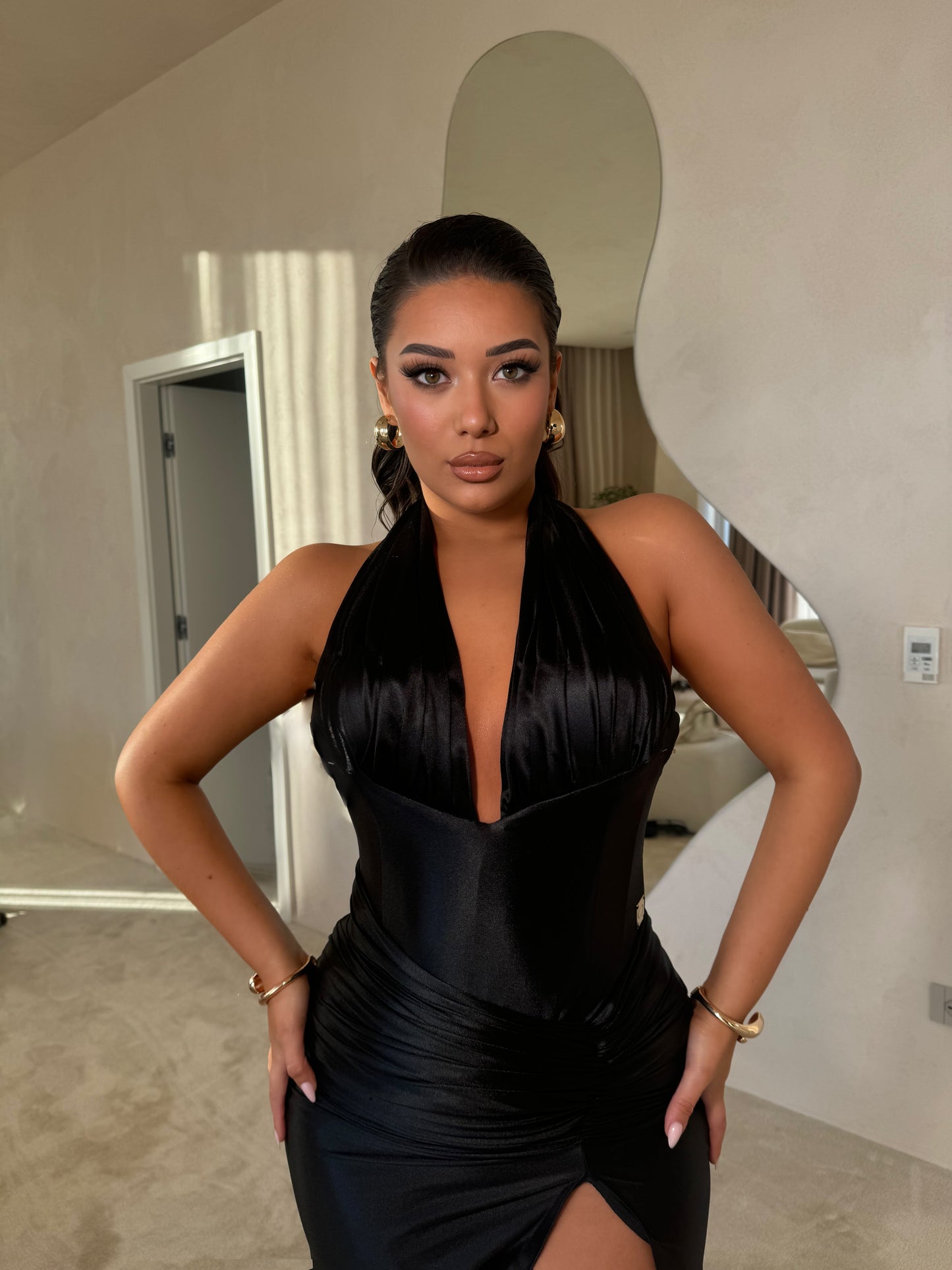 Dorya - Black halter neck dress