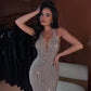 Beatrix - Deep Plunge Beaded Gown