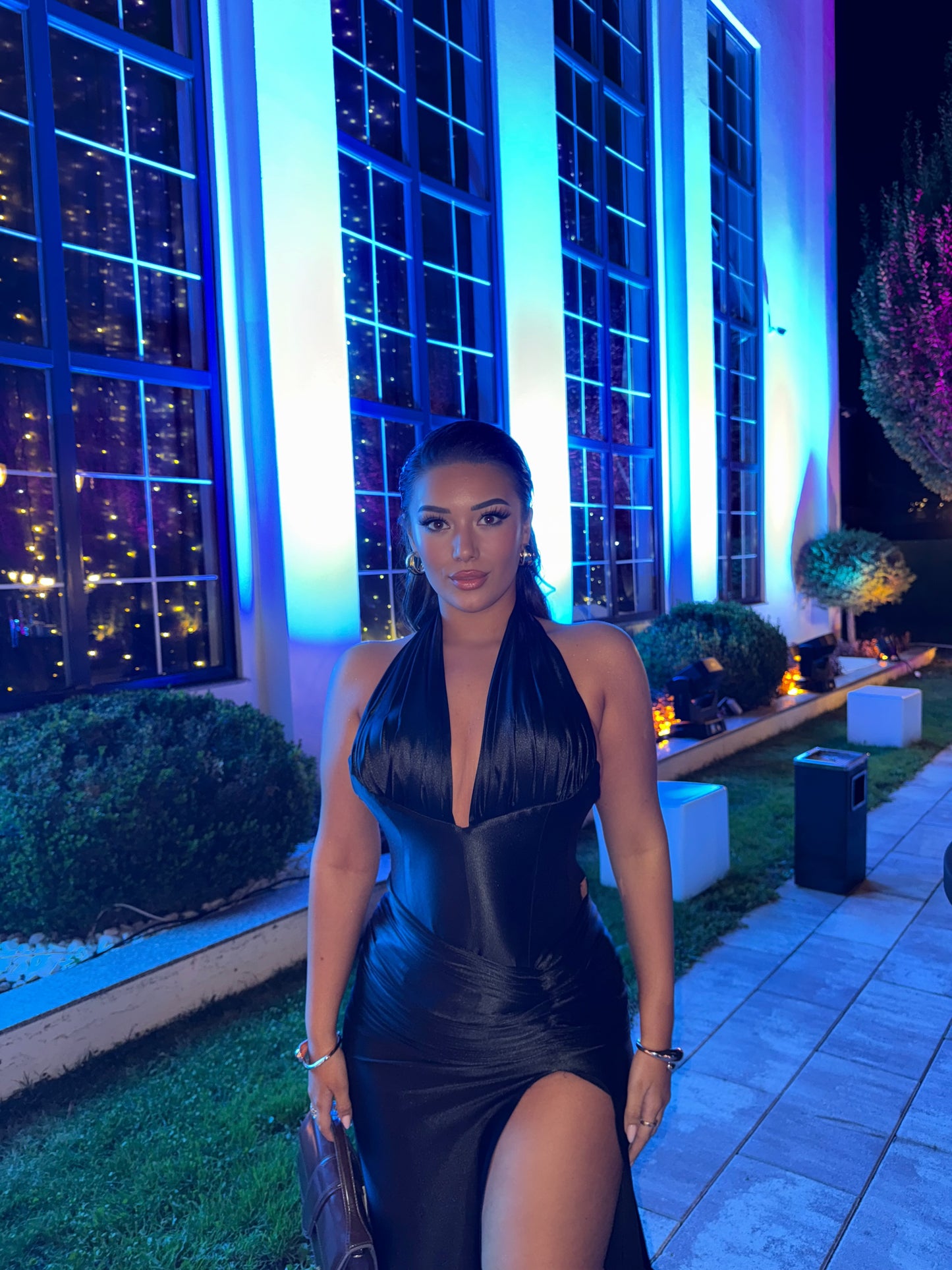 Dorya - Black halter neck dress