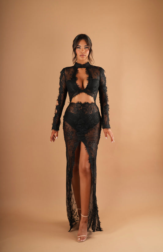 Diolyra - High Neck Lace Dress