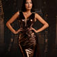 Alessia - Metallic brown dress with gold accents