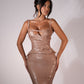 Tiara - Champagne Sequin Peplum Dress