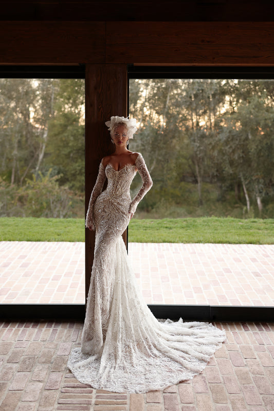 Marise - Long Sleeve Beaded Mermaid Bridal Gown