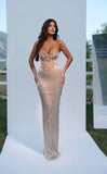 Serelina - Champagne Gold Strapless Sequin Dress