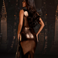 Alessia - Metallic brown dress with gold accents
