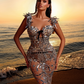 Metallic Embellished Sheer Corset Dress - Milara
