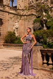 Myrrine - Lilac Crystal Halter Dress