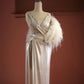 Azra - Beaded Feathered Evening Dress