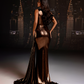 Alessia - Metallic brown dress with gold accents