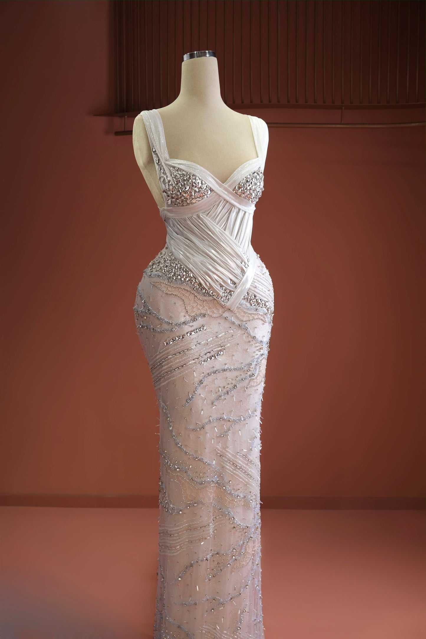 Alariá - Beaded Sweetheart Draped Dress