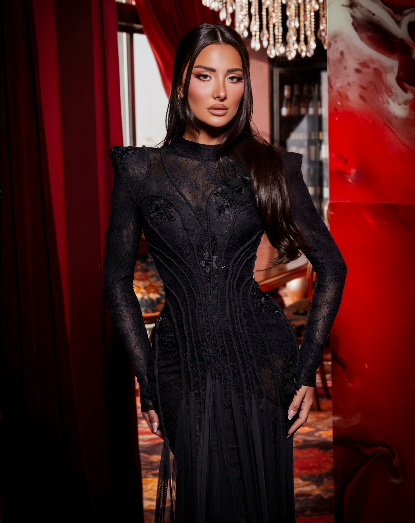 Amara - High Neck Lace Dress