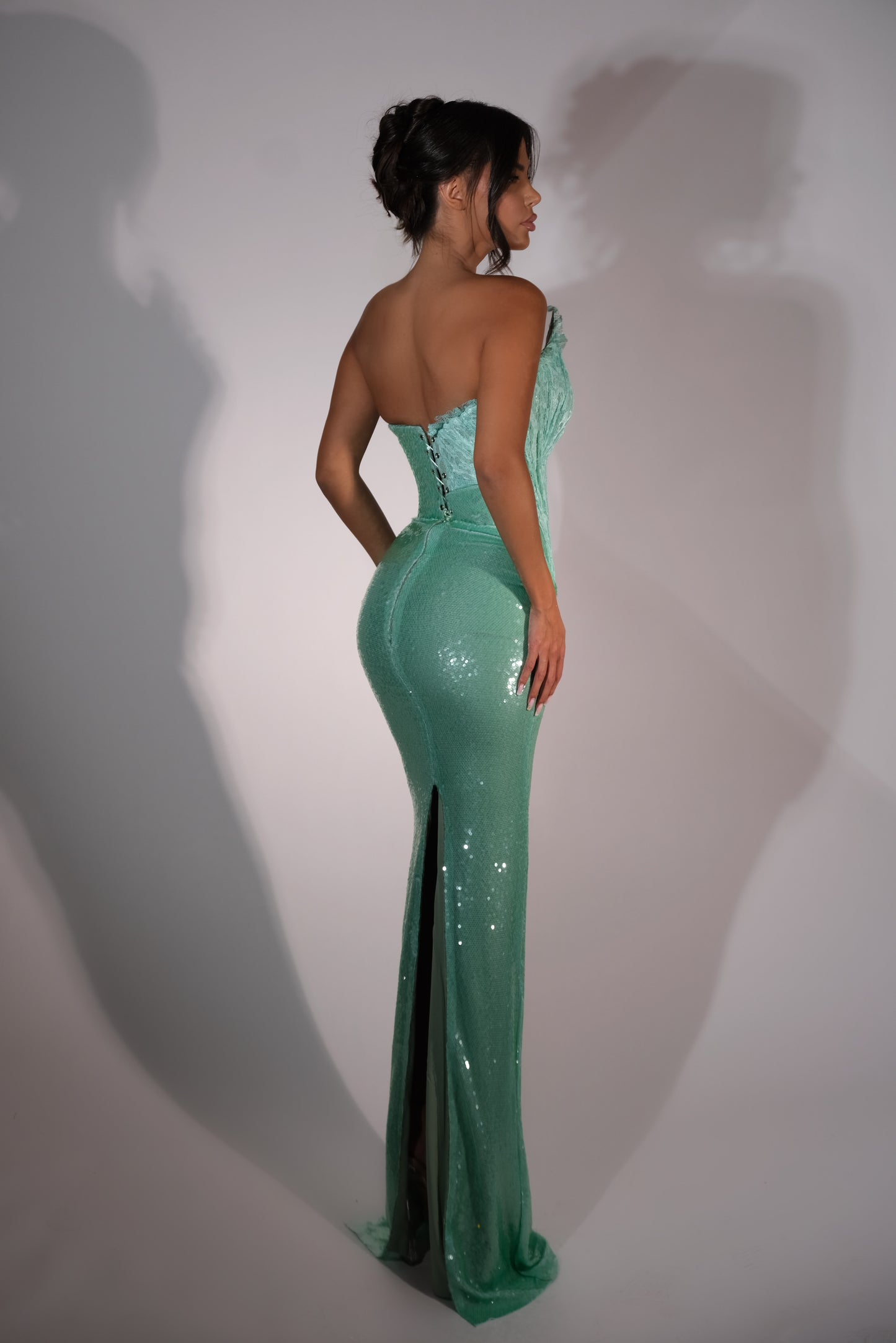 Florina - Mint Sequin Plunge Dress