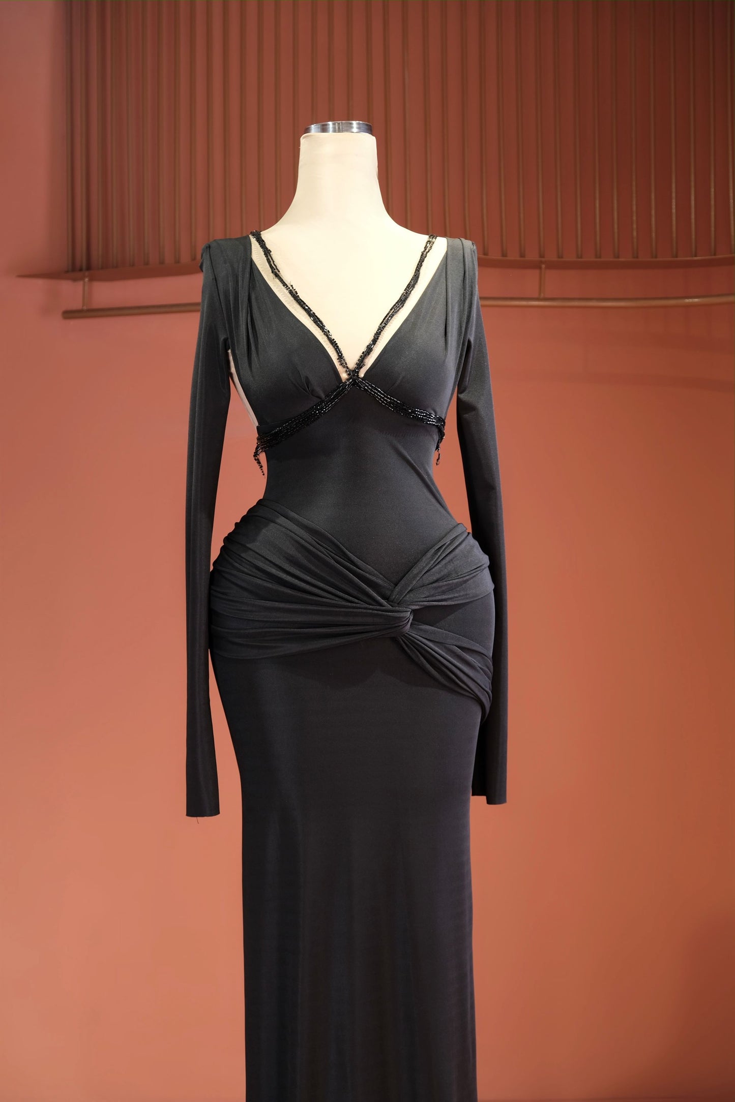 Lilly - Draped V-Cut Evening Dress