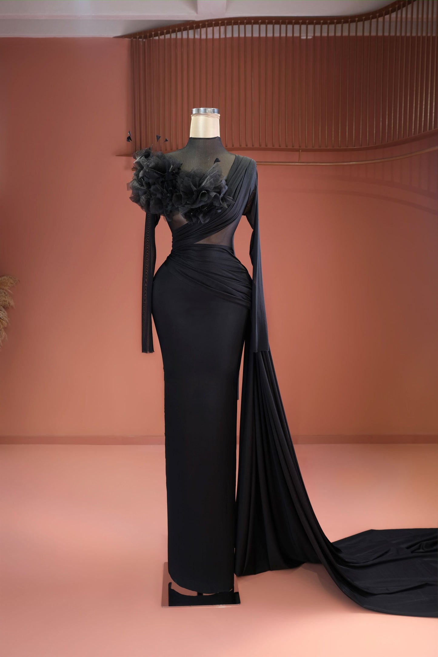 Maggie - Floral Applique Cape Dress