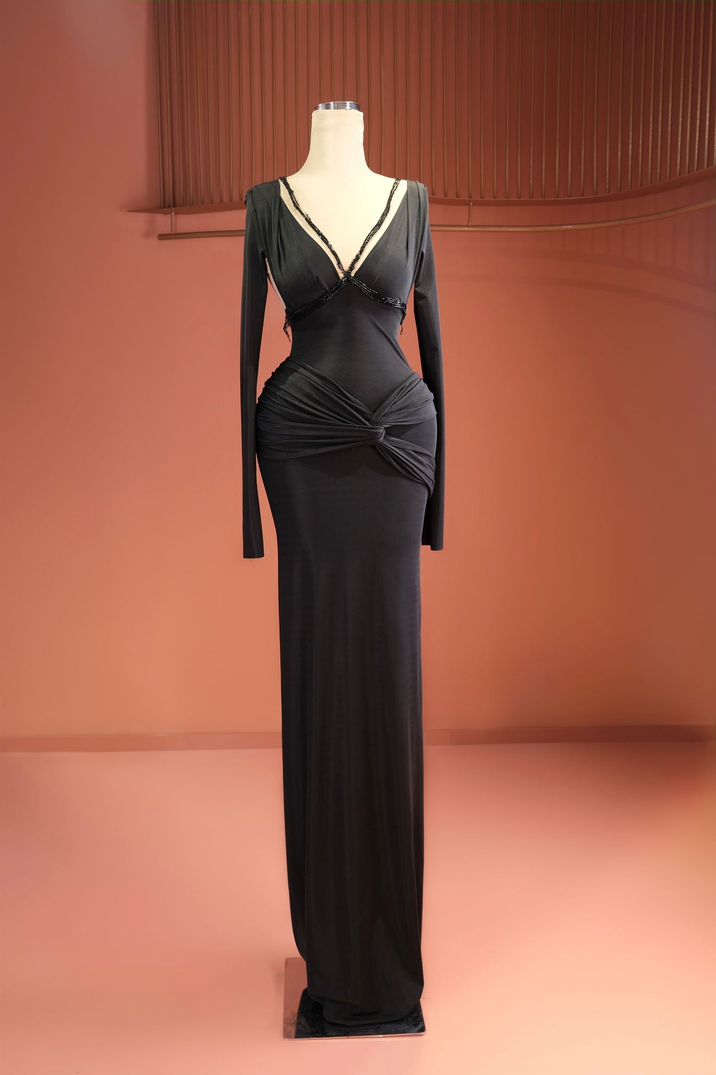 Lilly - Draped V-Cut Evening Dress