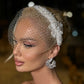 Embellished Crystal Headband with Birdcage Veil