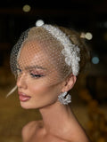 Embellished Crystal Headband with Birdcage Veil