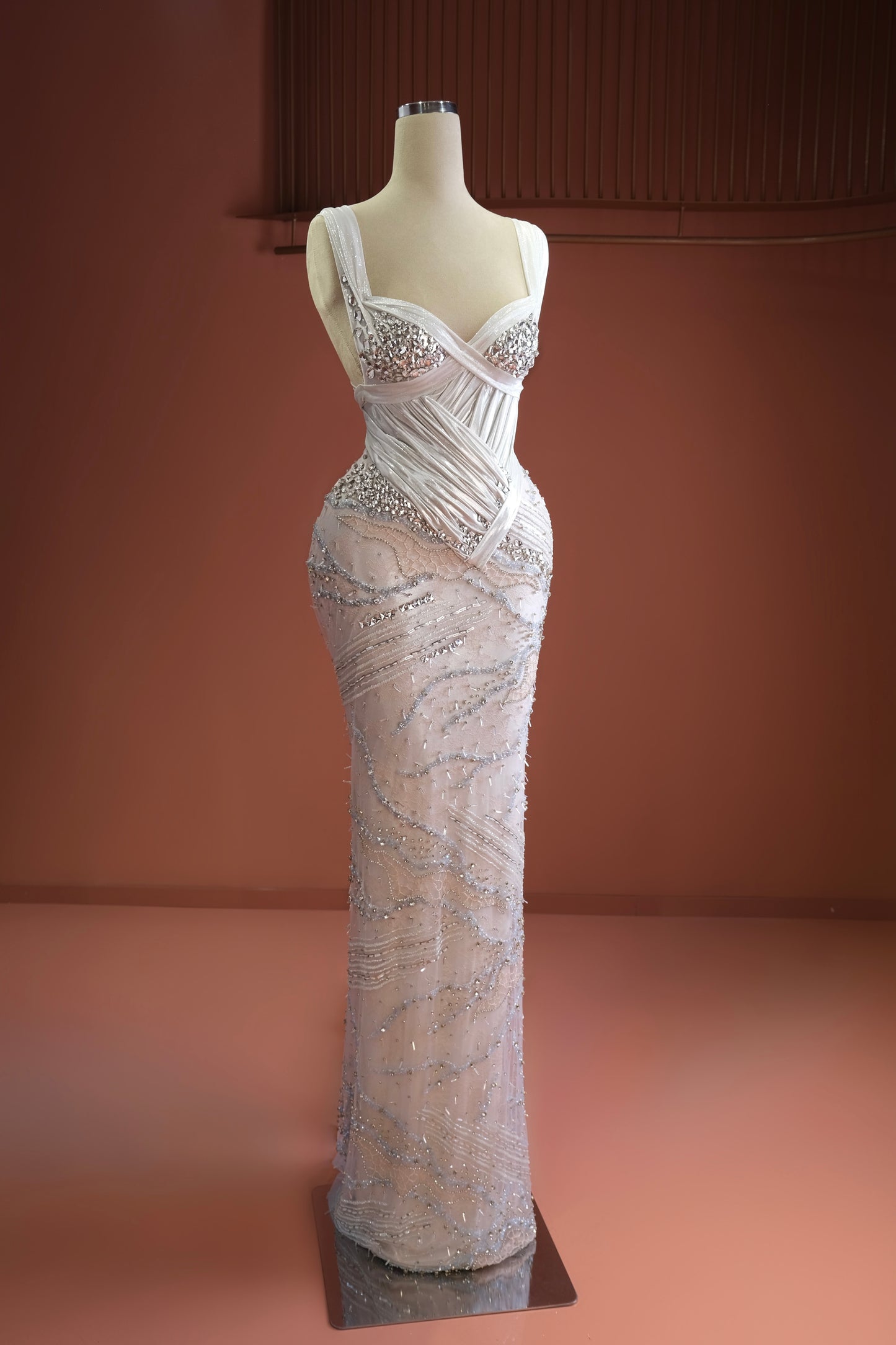 Alariá - Beaded Sweetheart Draped Dress