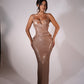 Tiara - Champagne Sequin Peplum Dress