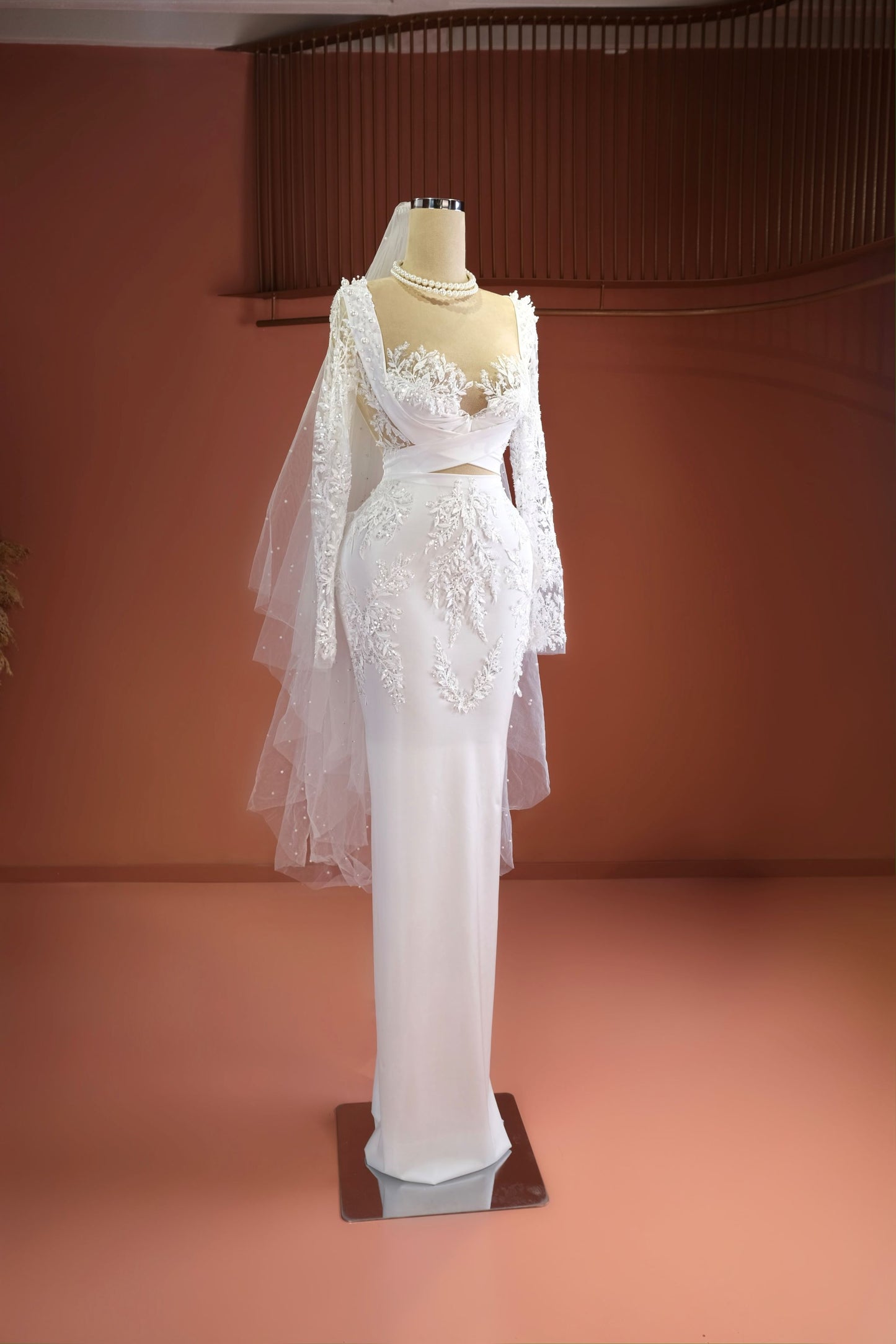 Dèa - Sweetheart Embellished Dress with Beaded Veil