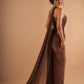 Mèla – Draped One Shoulder Cape Gown