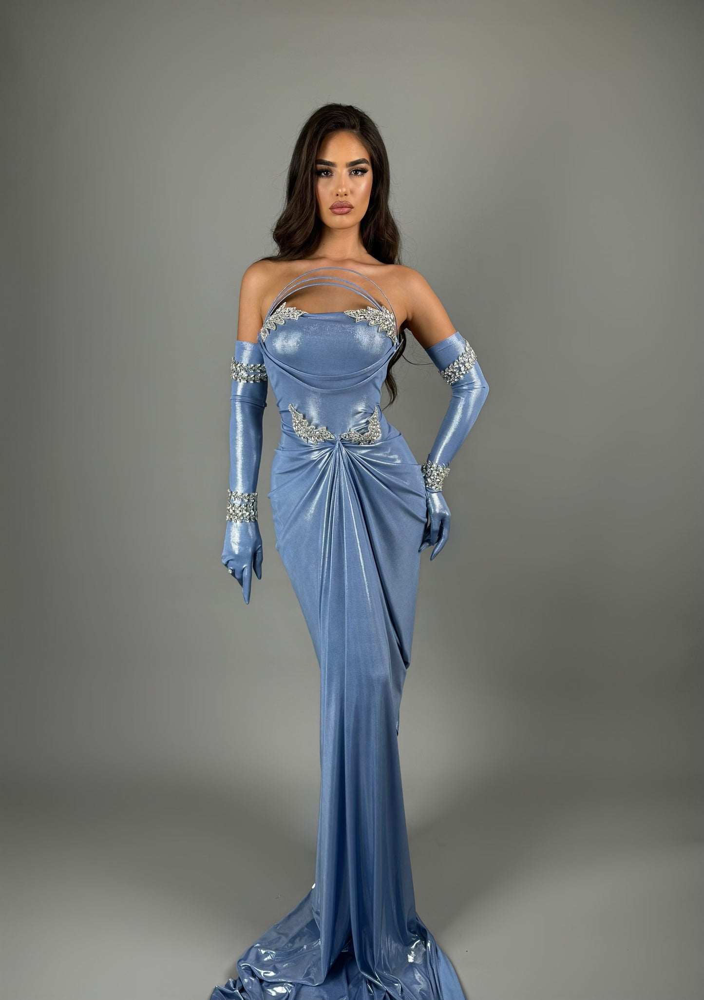 Alesya - Strapless dress with crystal embellishments