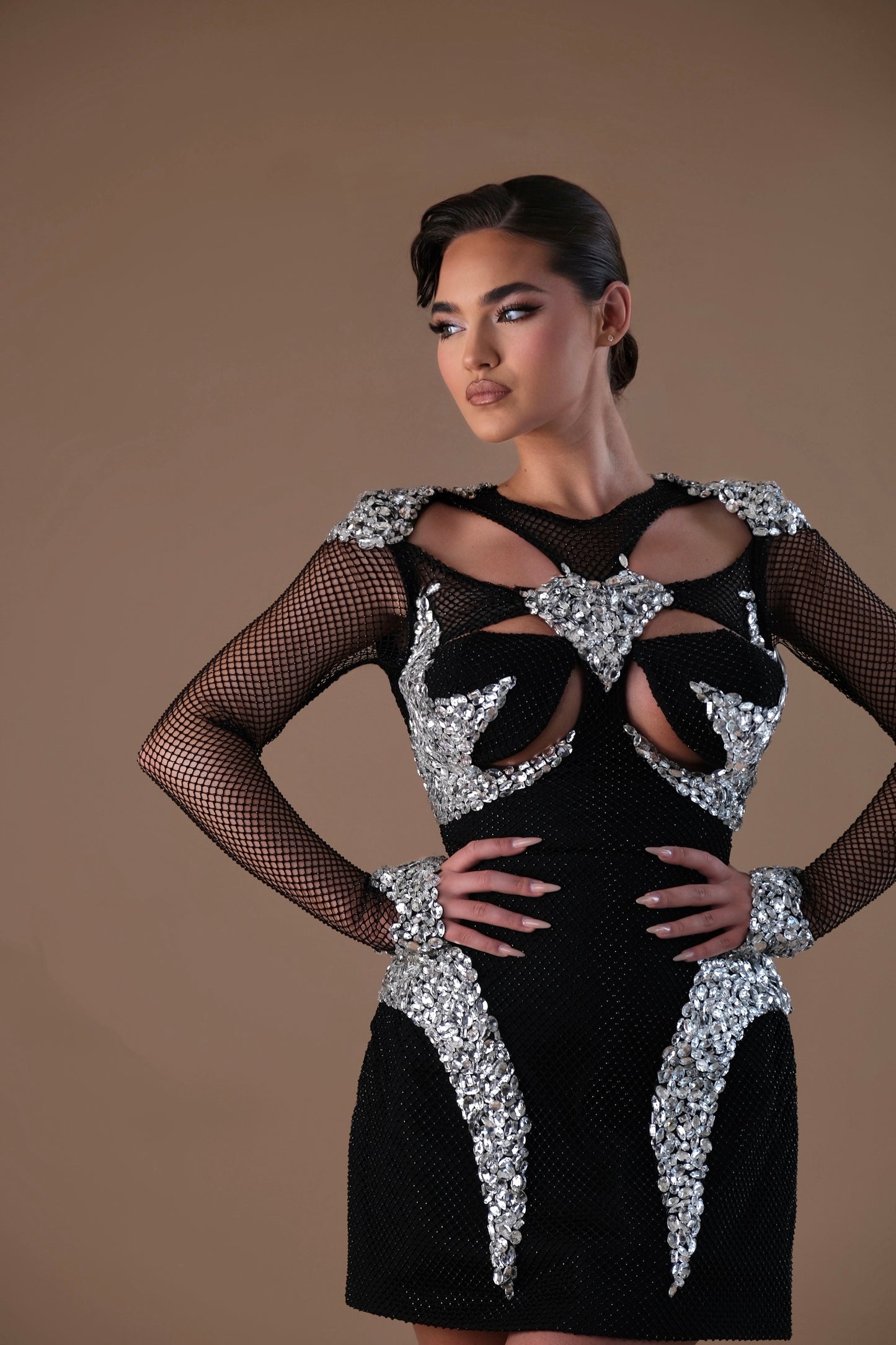 Aloura - Black Mini Dress with Silver Embellishment