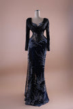 Midnight Sequin Sheer Corset Gown