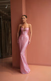 Elzea - Pink Strapless Sequin Dress