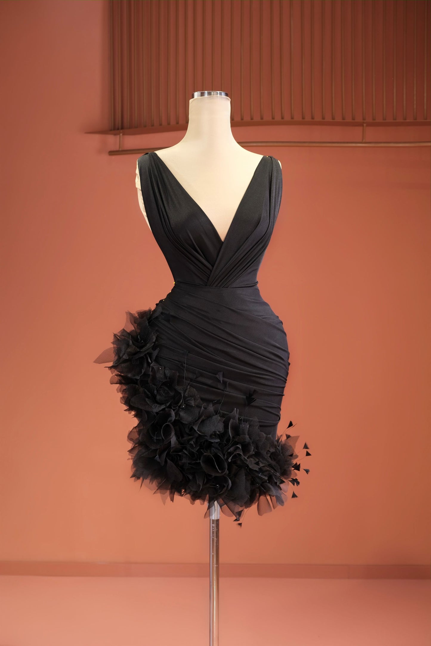 Flaviana - Ruffled V-Cut Dress